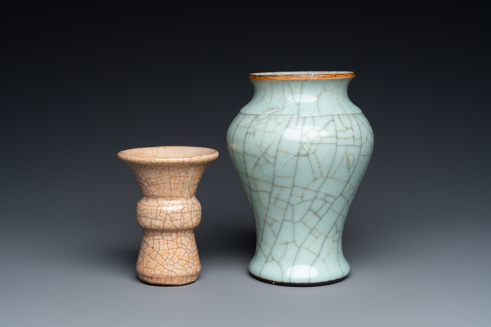 Two Chinese crackle-glazed vases, probably 18th C.