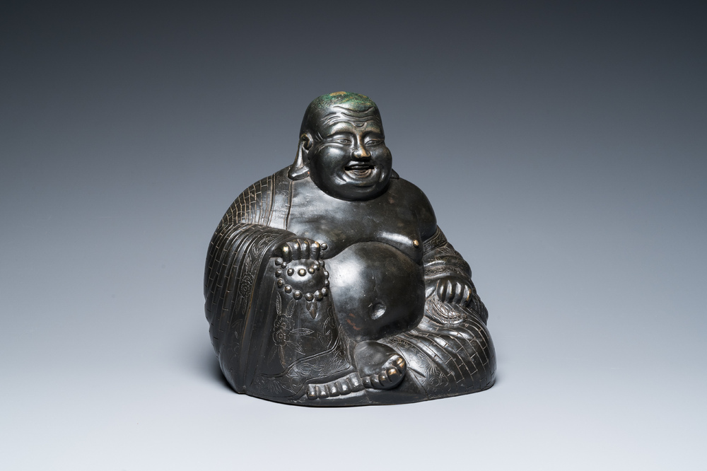 Statue de Bouddha assis en bronze, Chine, 19&egrave;me