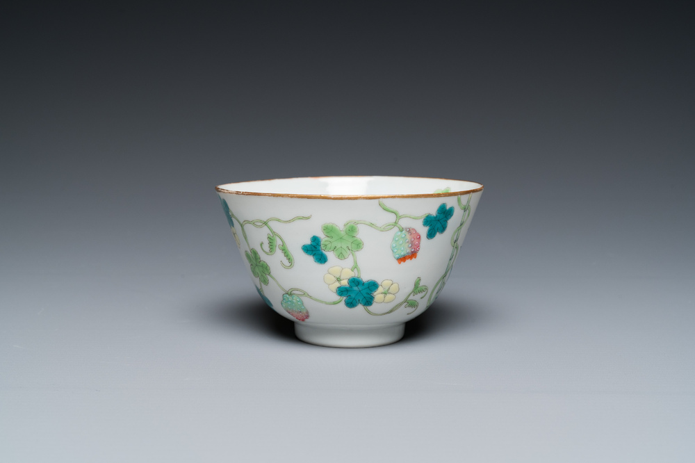 A Chinese famille rose 'balsam pear' bowl, Guangxu mark and of the period