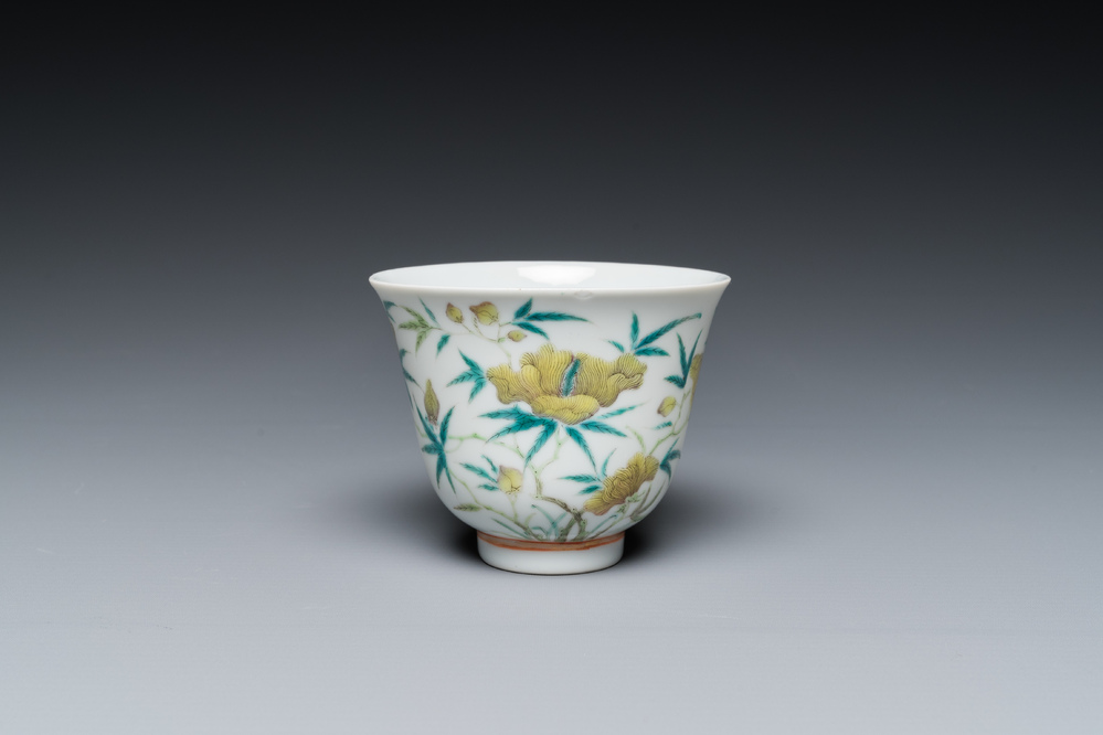 A Chinese floral wine cup, Guangxu mark and of the period