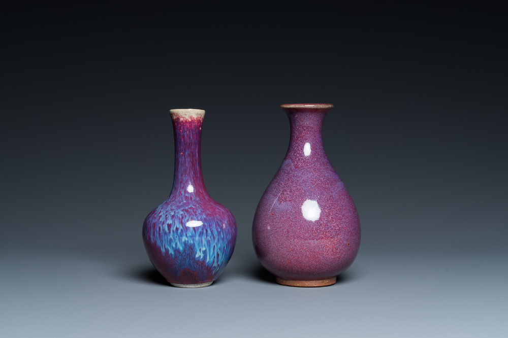 Two Chinese flamb&eacute;-glazed vases, Qing and Republic