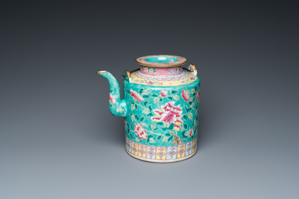 A large Chinese famille rose teapot for the Straits or Peranakan market, 19th C.