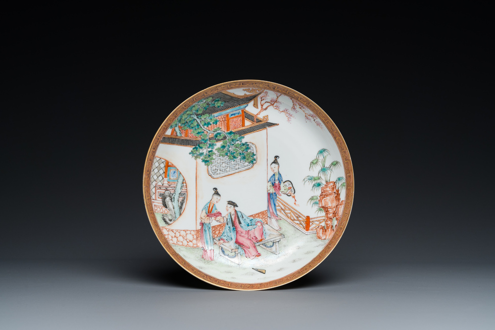 A very fine Chinese famille rose eggshell porcelain plate, Yongzheng