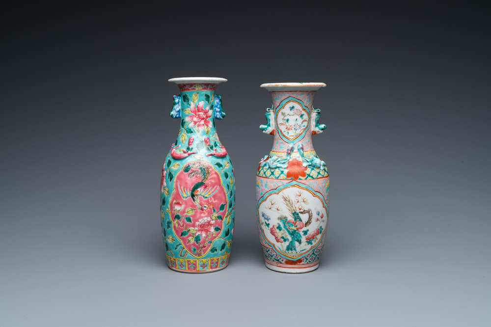 Two Chinese famille rose vases for the Straits or Peranakan market, 19th C.