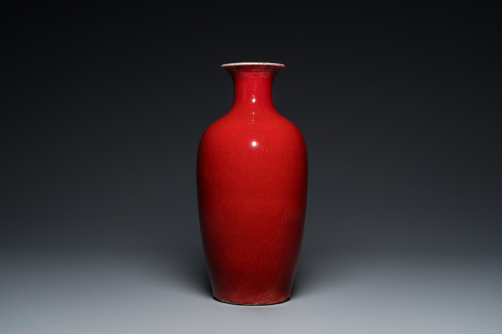 A Chinese monochrome sang-de-boeuf-glazed vase, 19th C.