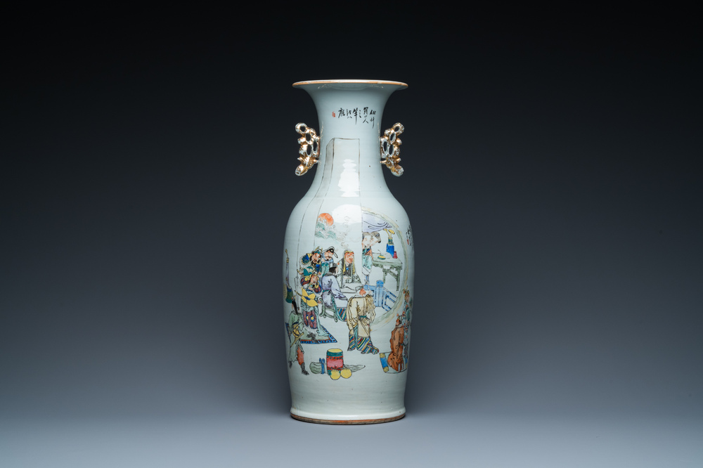 Vase en porcelaine de Chine qianjiang cai, sign&eacute; Yu Xunmei 余恂美, dat&eacute; 1911, marque de Tongzhi