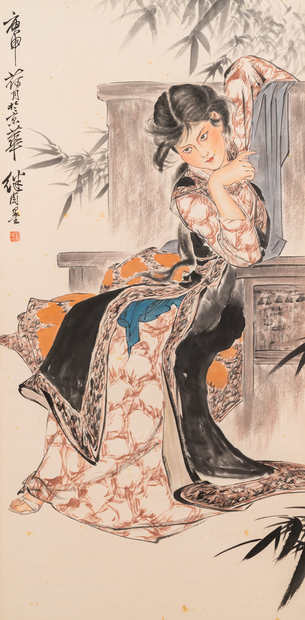 Liu Jilu 劉繼卣 (1918-1983): 'Portrait d'une beaut&eacute;', encre et couleurs sur papier