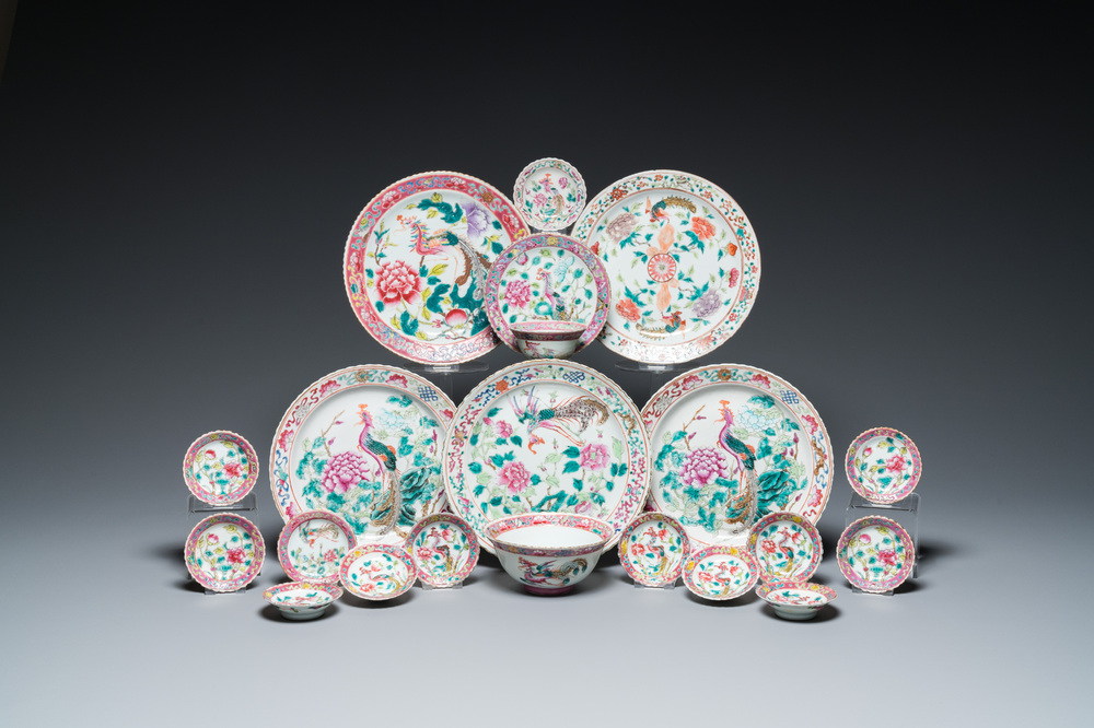 21 Chinese famille rose wares for the Straits or Peranakan market, 19th C.