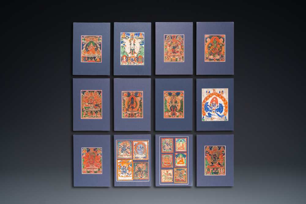 20 tsaklis op katoen en papier, Tibet en/of Mongoli&euml;, 18/19e eeuw