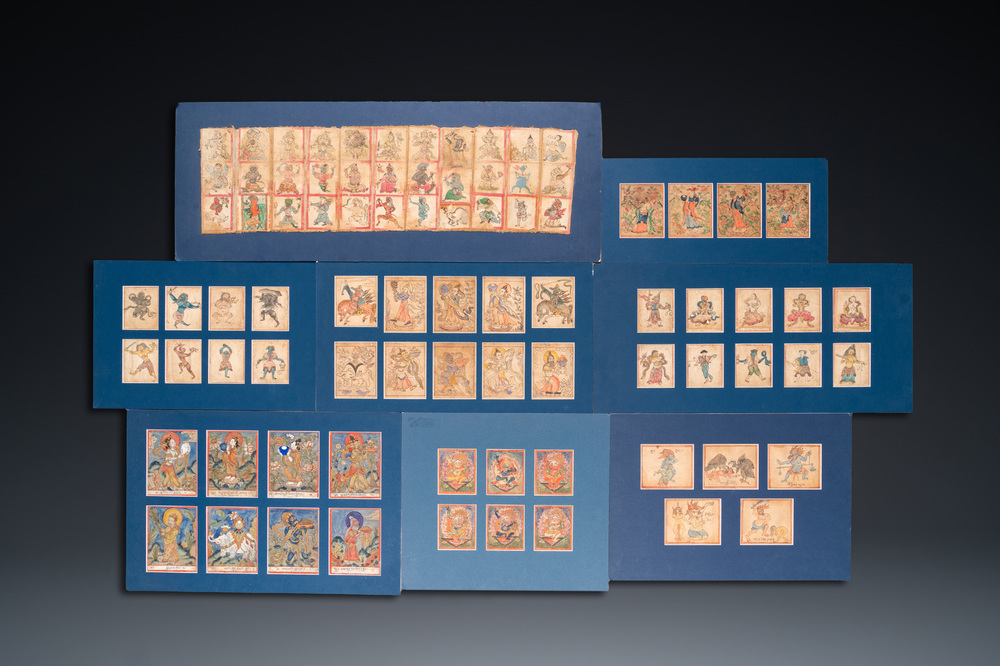 An extensive collection of 84 tsaklis on cotton and paper, Tibet and/or Mongolia, 19/20th C.