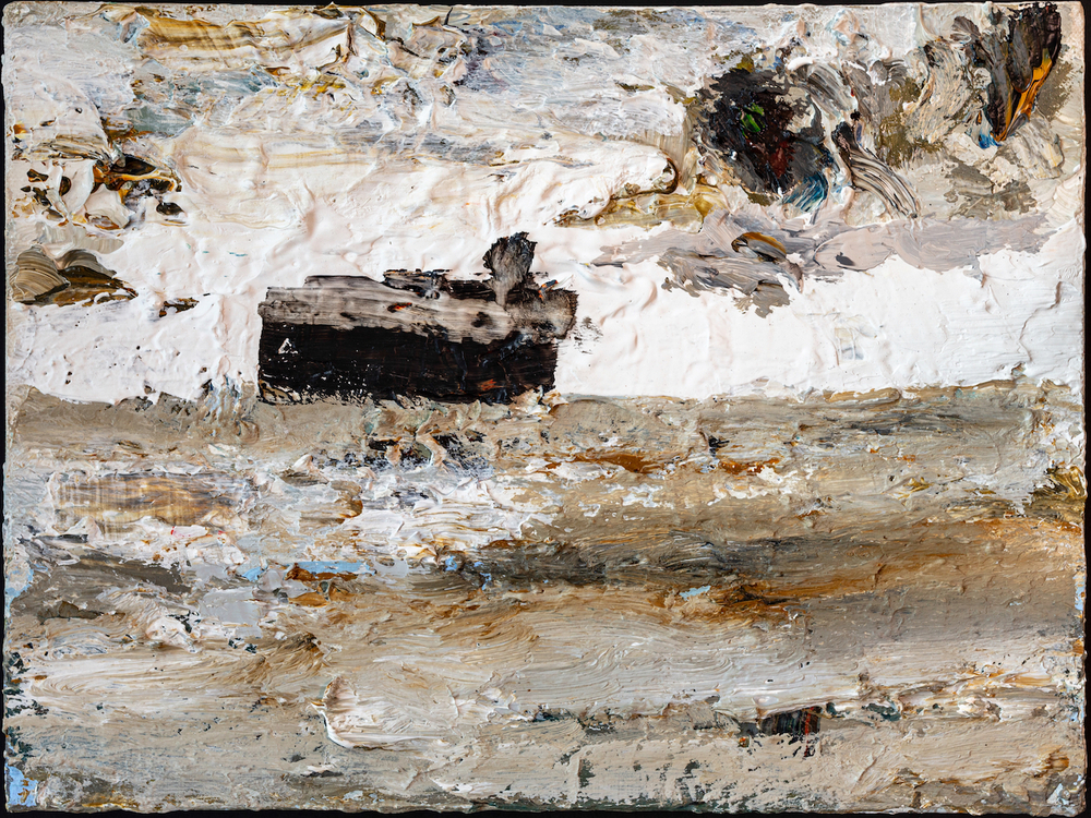 Jan De Mey: 'Zonder titel', Maritiem landschap, acryl op canvas