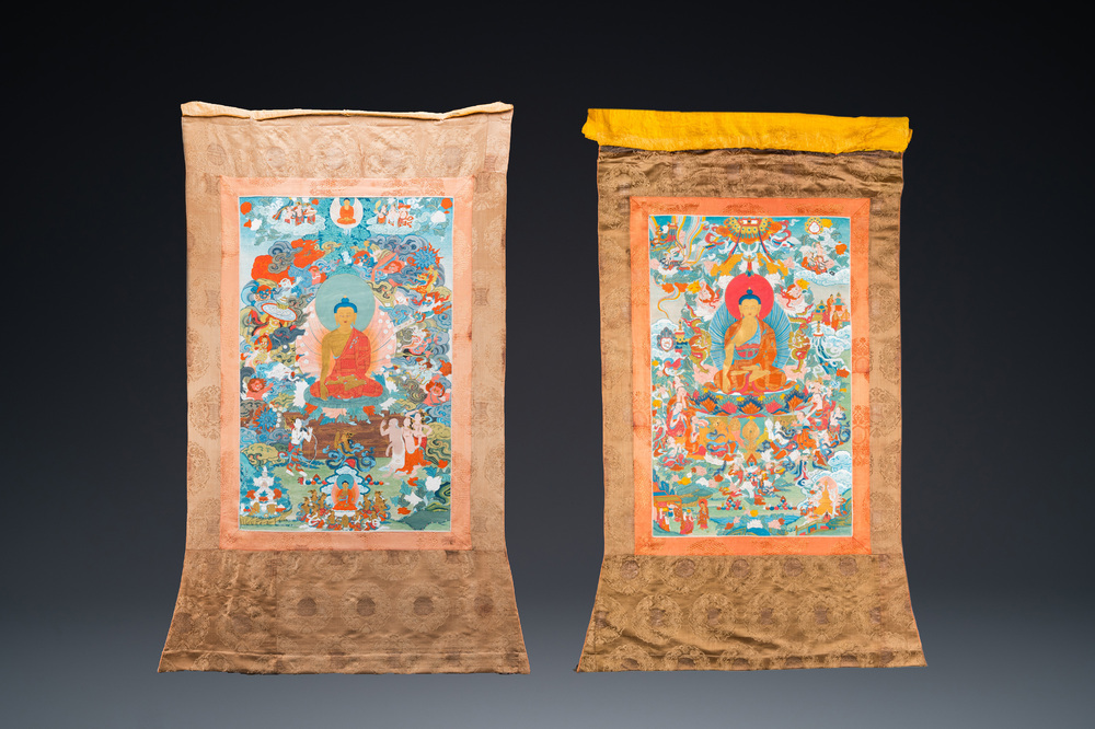 Two thangkas depicting Shakyamuni Buddha, Tibet, 19/20th C.