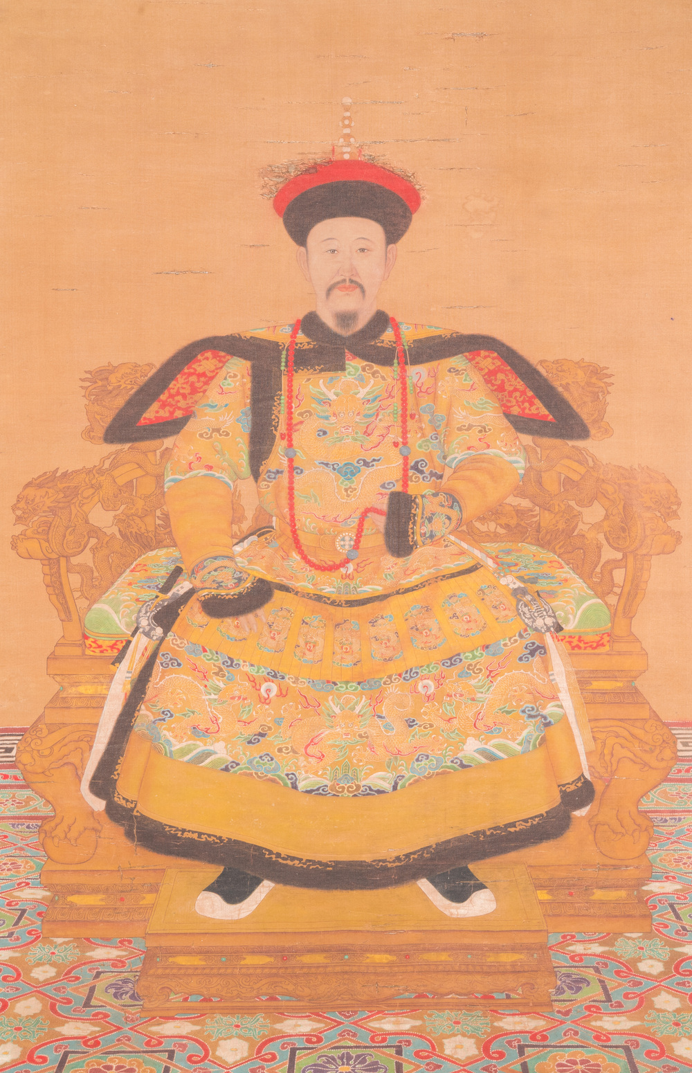 Ecole chinoise: 'Portrait de l'empereur Yongzheng', encre et couleurs sur soie, Qing