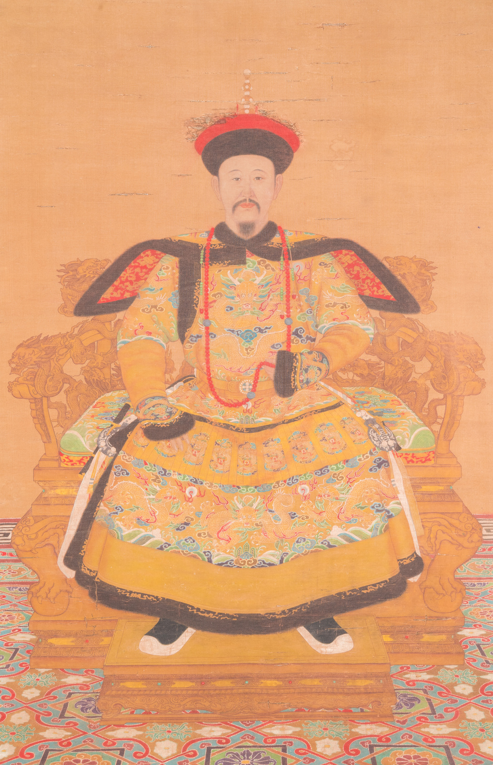 Chinese school: 'Portrait of emperor Yongzheng', ink and colour on silk, Qing