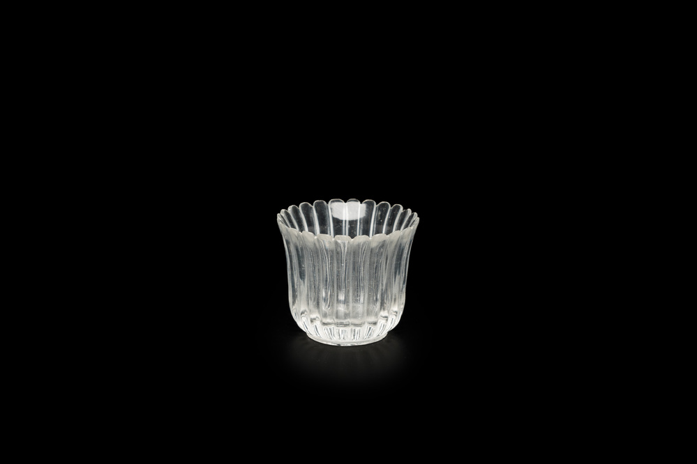 A Chinese transparent Beijing glass 'chrysanthemum' cup, probably Yongzheng