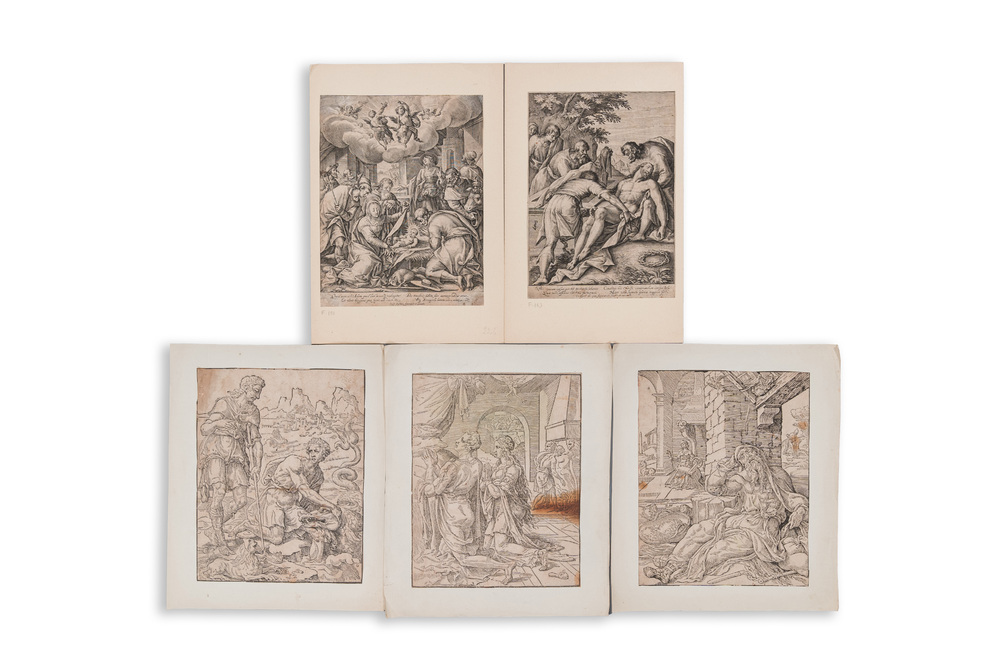 Dirck Volckertz Coornhert en Crispijn van de Passe: Vijf gravures, 16e eeuw