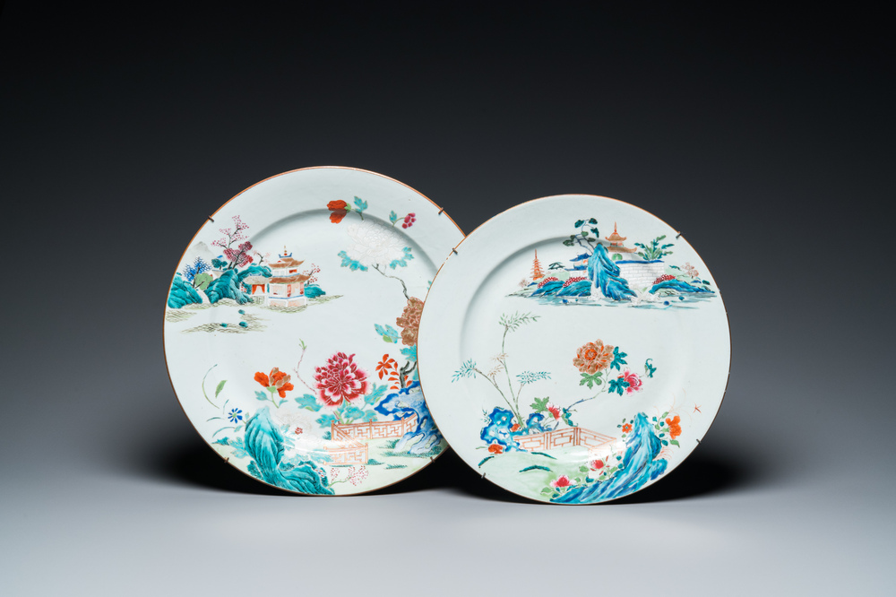 Two Chinese famille rose dishes, Qianlong