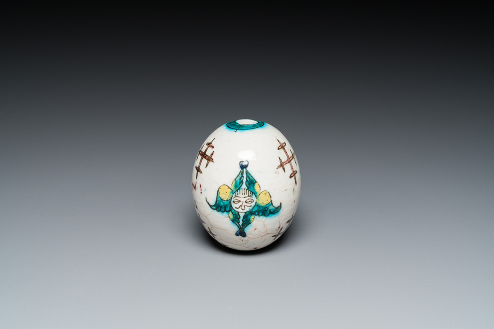 A polychrome egg-shaped hanging ornament, Kutahya, Turkey, 19th C.