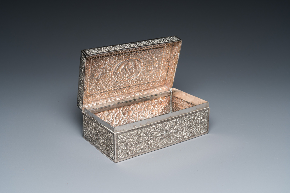 A rectangular Thai silver box, 19/20th C.