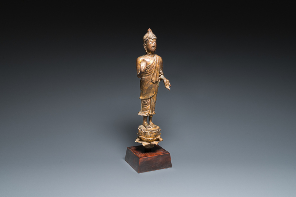 A Thai gilt bronze Buddha Shakyamuni in Lan Na-style, probably 16th C.