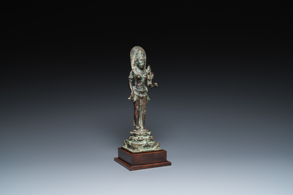 A Javanese bronze Majapahit sculpture of the goddess Dewi Tara, Indonesia, probably 14th C.