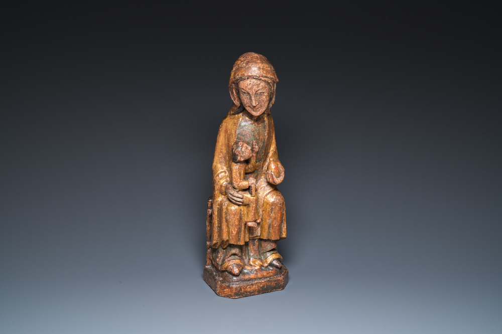 Sedes Sapientiae en bois sculpt&eacute; et polychrom&eacute;, Espagne, Catalogne, 15/16&egrave;me