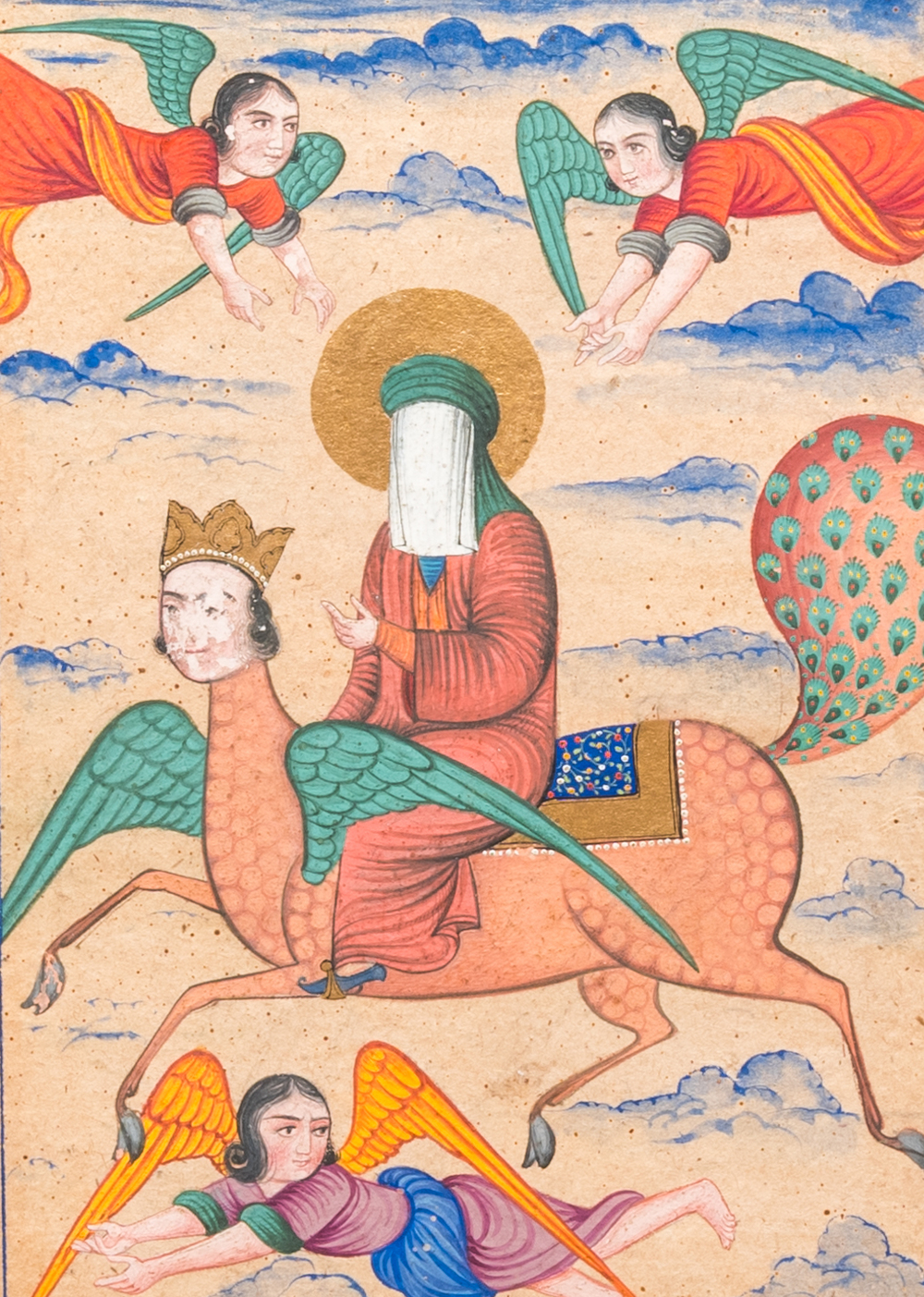 Persian school, miniature: 'Prophet Muhammad on his steed Buraq'