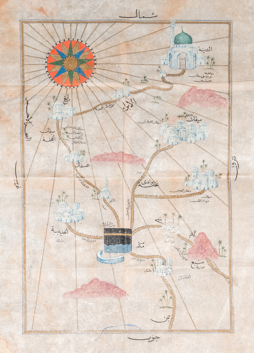 Ottoman school: 'A map centrally depicting the Kaaba in Mecca'