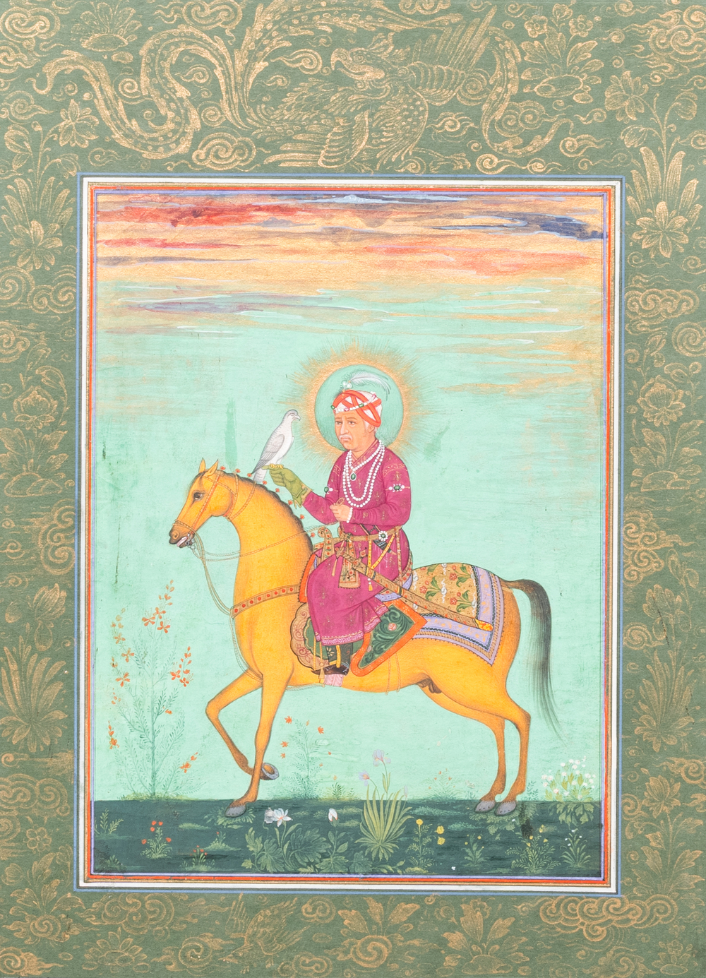 Indische school, miniatuur: 'Portret van Akbar de Grote, de derde Mogolse keizer'