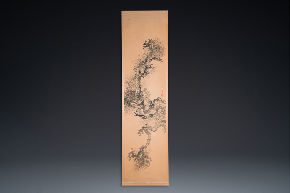 Hua Ao (China, 19e eeuw): 'Dennentak', inkt op papier, 2e helft 19e eeuw