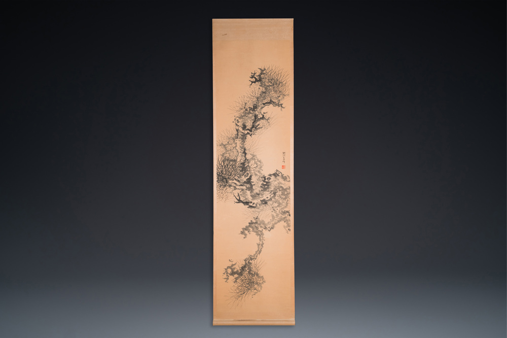 Hua Ao 華鰲 (China, 19th C.): 'Pine tree branch', ink on paper, 2nd half 19th C.