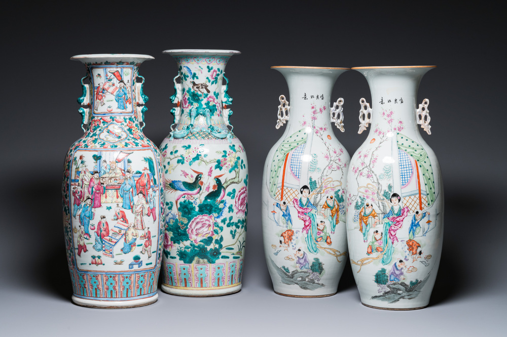 Four Chinese famille rose vases, 19/20th C.