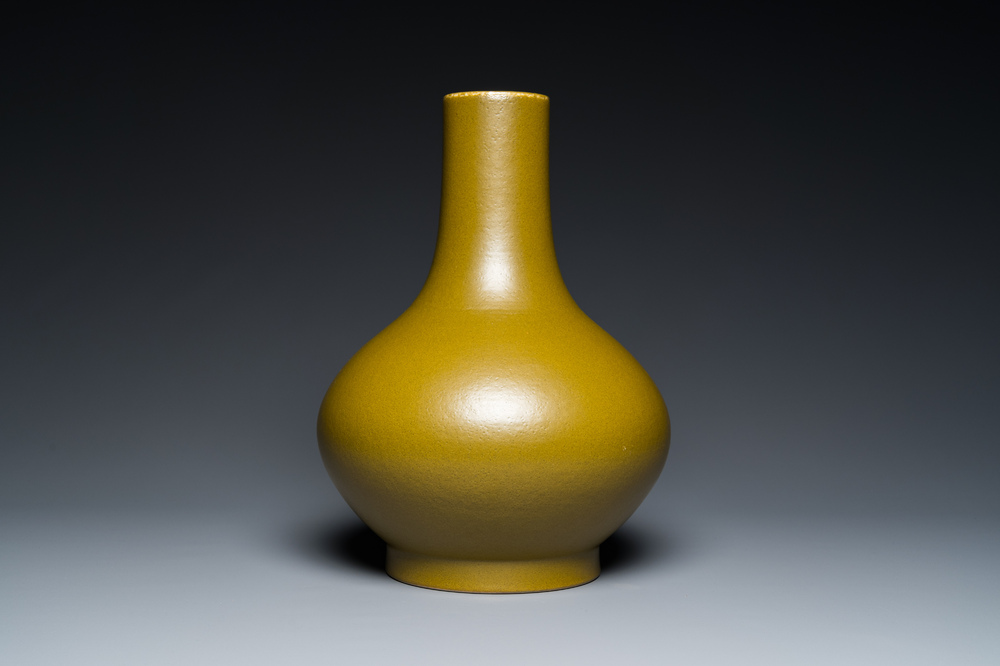 A Chinese teadust-glazed bottle vase, Guangxu mark and of the period