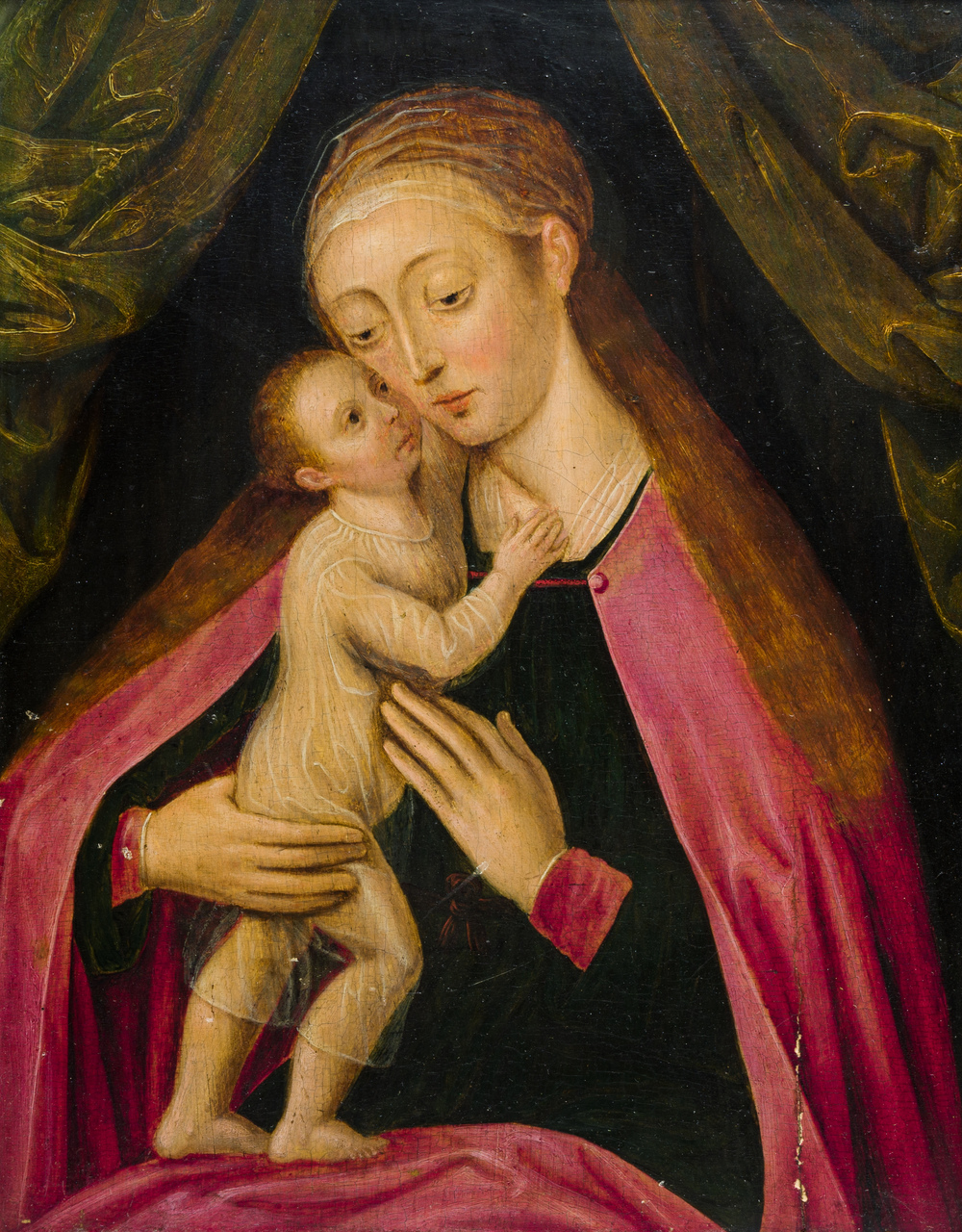 Flemish school: Virgin and Child, oil on panel, 16/17th C.