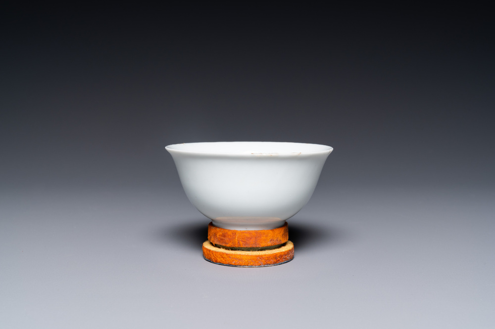 A Chinese monochrome white-glazed bowl, Jinlu Dajiao Tan Yong 金箓大醮壇用 mark, Jiajing