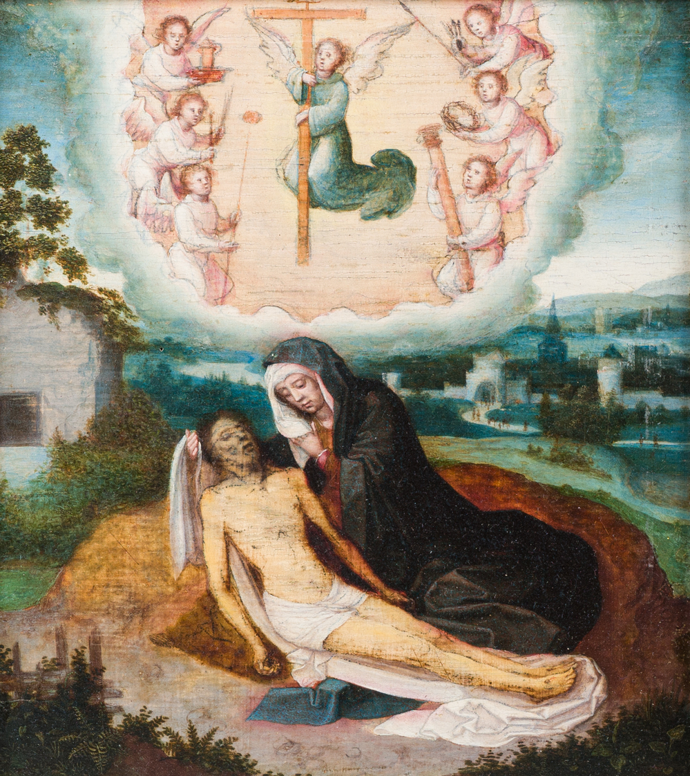 Bruges school, 1st quarter 16th C.: Piet&agrave;, oil on panel