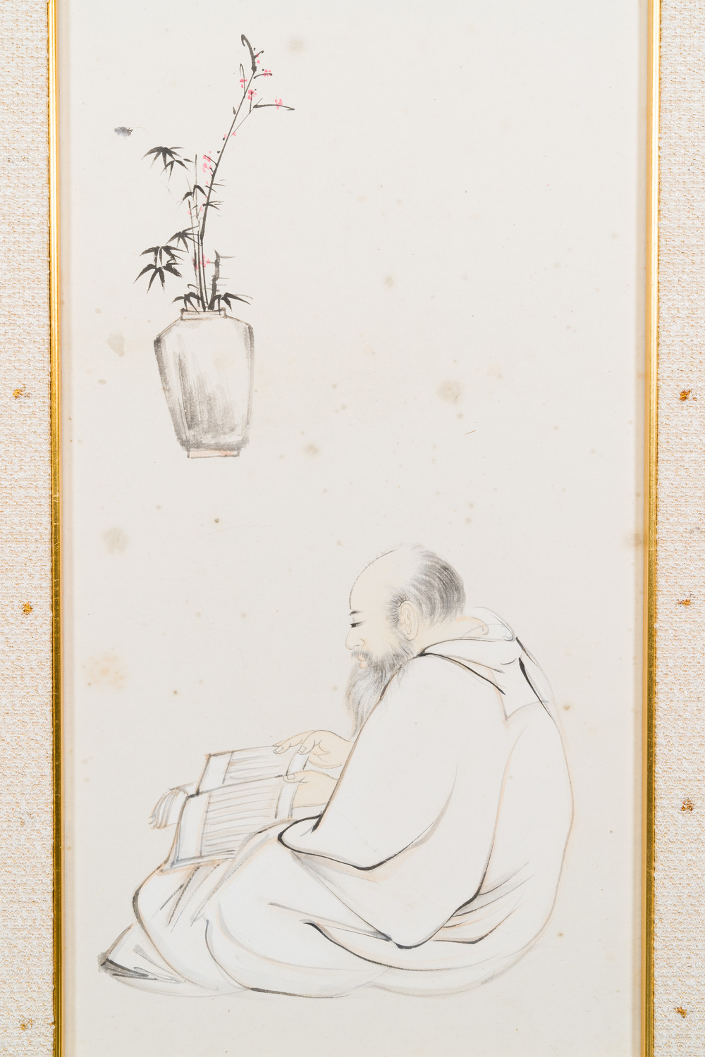 Chinese school, signed Zhang Daqian 張大千 (1898-1983): 'A sage and calligraphy', ink and colour on paper, dated 1957