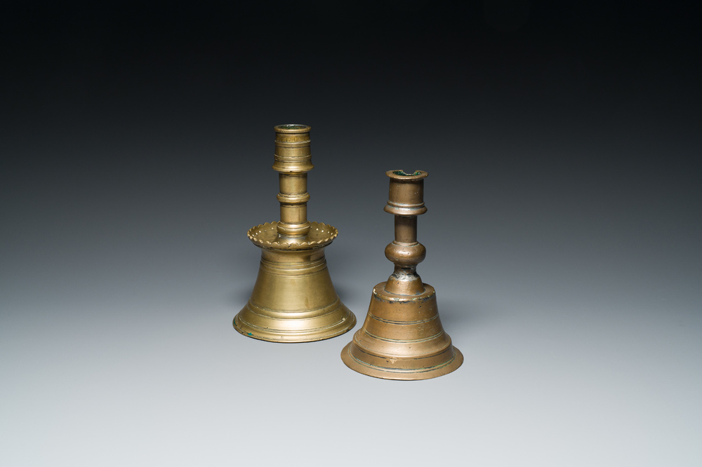 Two Ottoman bronze candlesticks, 17th C.