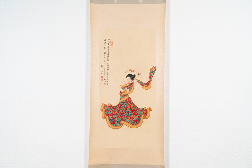 Sun Yunsheng 孫雲生 (1918-2000): 'Dancing female', ink and colour on paper, dated 1979