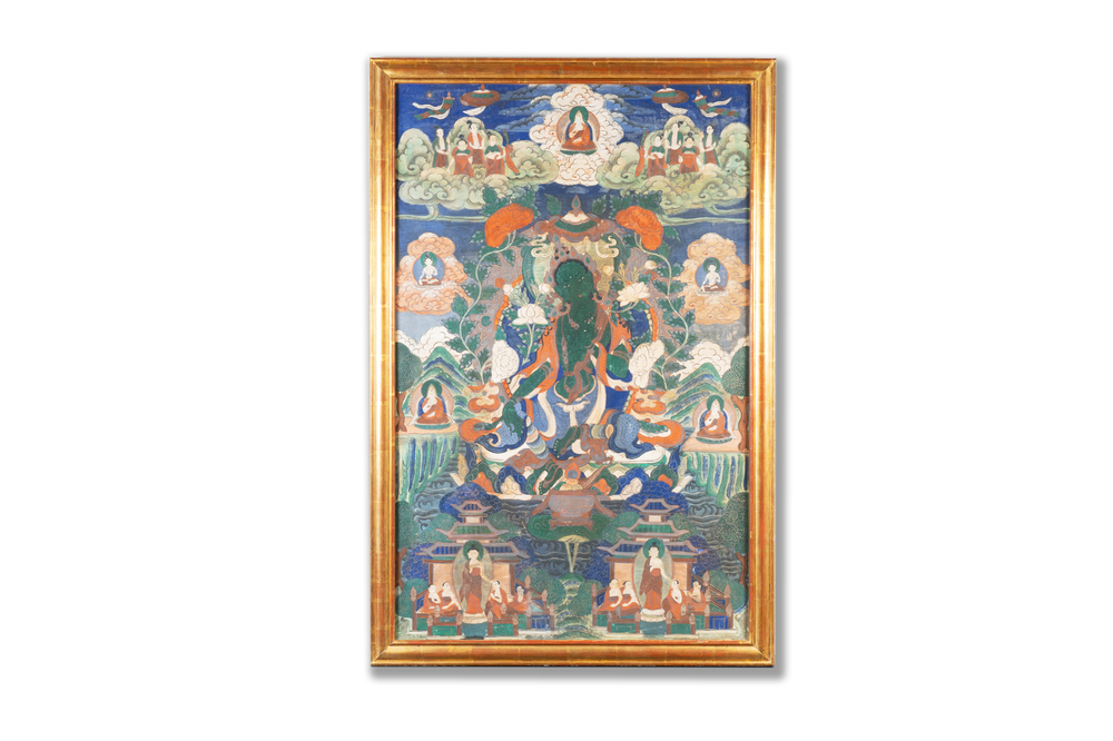 Een thangka met Groene Tara, Tibet, 18/19e eeuw