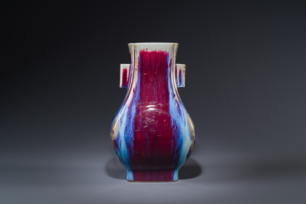 A Chinese flamb&eacute;-glazed 'hu' vase, Qianlong mark and possibly of the period