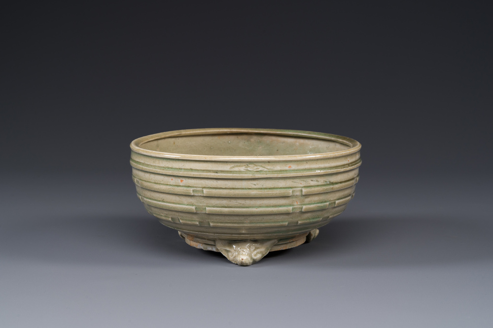 A Chinese Longquan celadon tripod censer, Ming