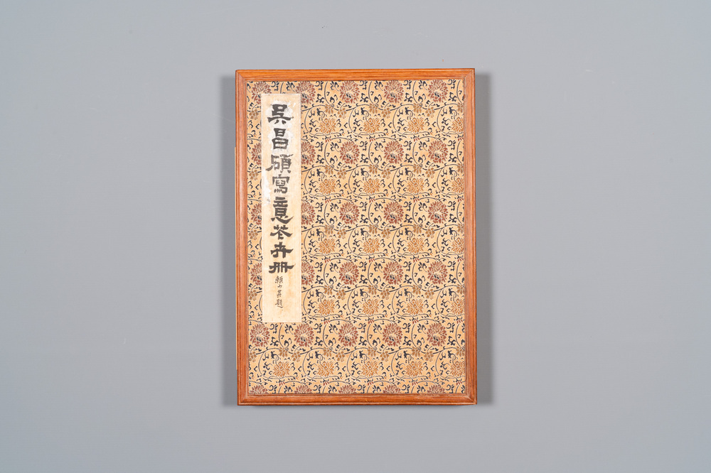 Wu Changshuo 吴昌硕 (1844-1927): Album met 10 florale werken met kalligrafie, inkt en kleur op papier