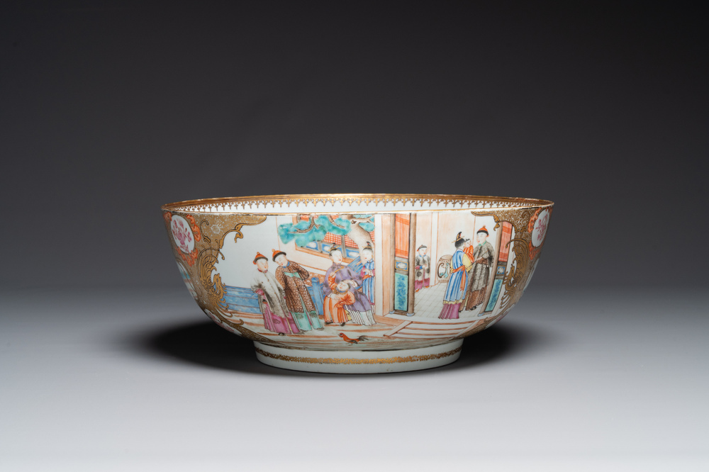 A fine large Chinese Canton famille rose 'Mandarin subject' bowl, Qianlong