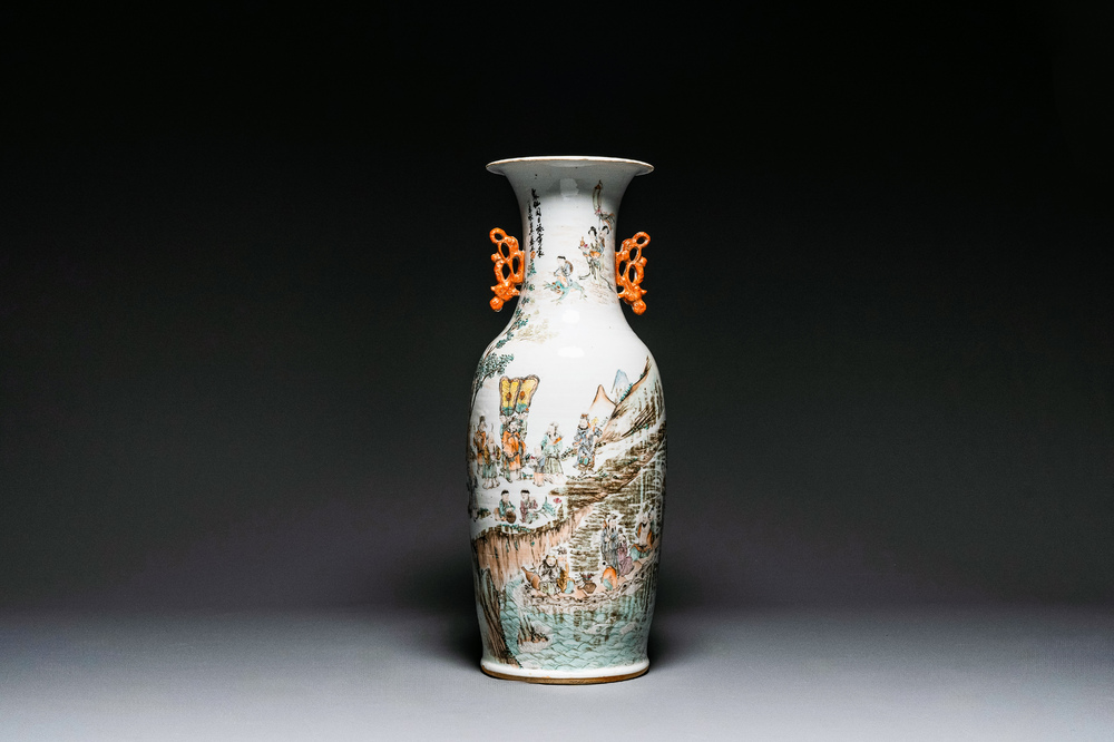 A Chinese qianjiang cai Vase, signed Wang Xingli 汪興黎, 19/20th C.