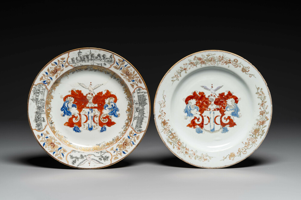 Two Chinese armorial plates with the arms of Valckenier of Amsterdam for the Dutch market, Yongzheng