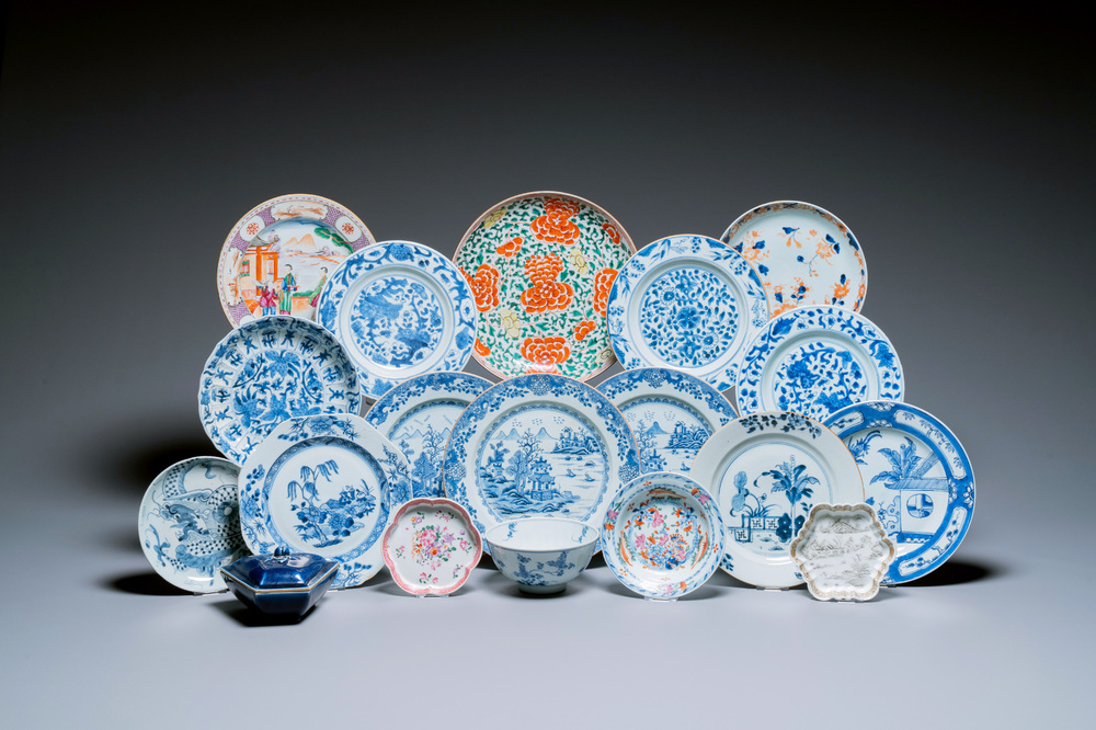 A varied collection of Chinese porcelain, Kangxi and later