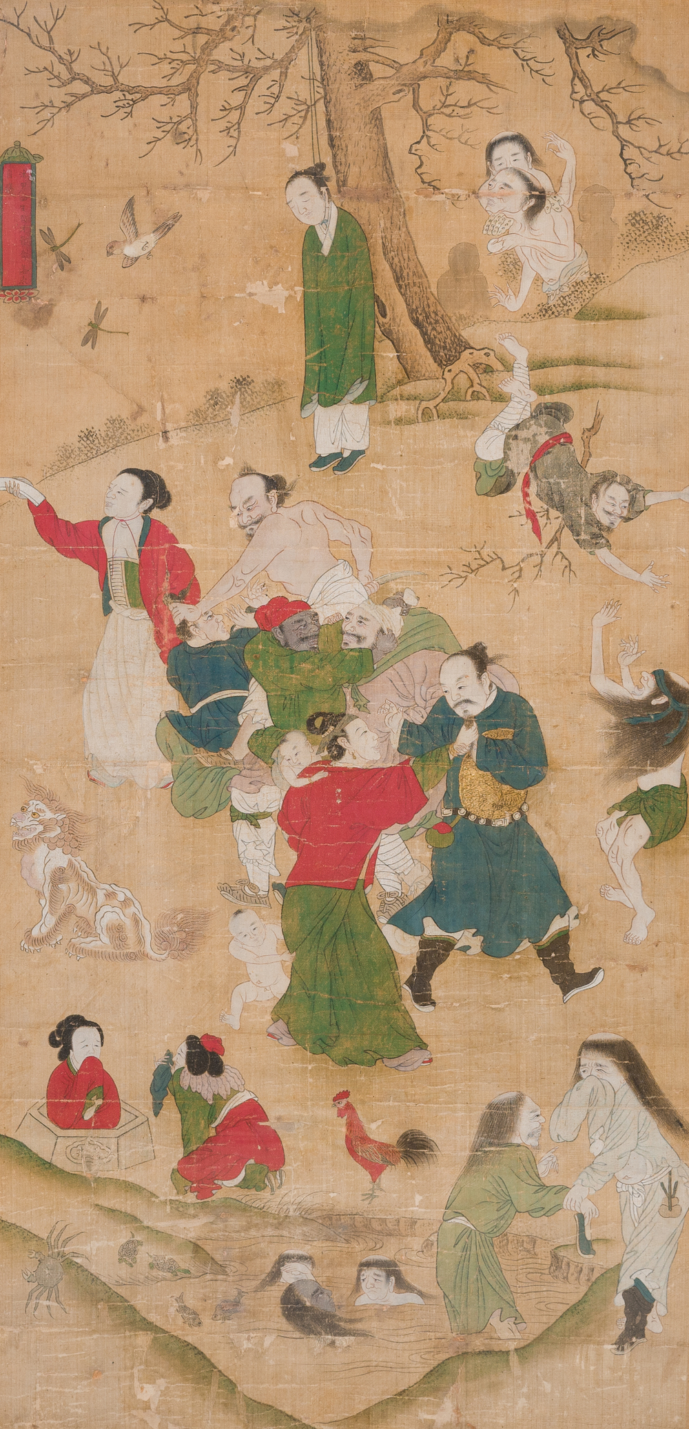 Chinese school: 'Folk tale', ink and colour on silk, 19th C.