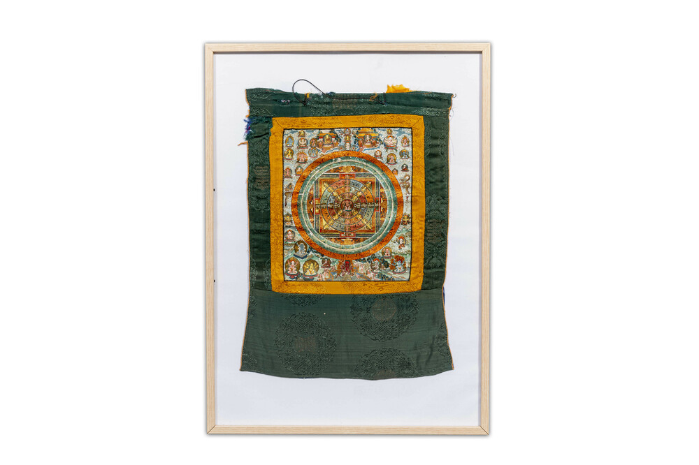 Een Avalokiteshvara mandala thangka op doek, Tibet, 19e eeuw