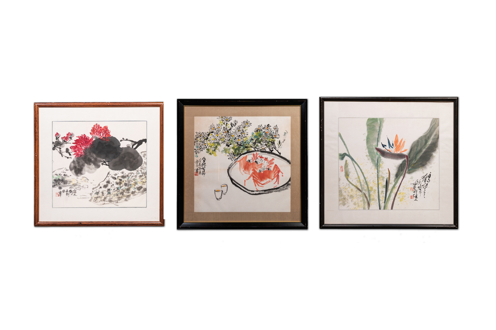 Zhang Leiping 張雷平 (1945): three various works, ink and colour on paper, dated 1988